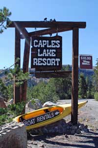 Caples Lake Resort sign near Carson Pass, CA