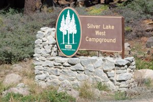 sign for Silver Lake West Camnpground at Silver Lake, near Carson Pass, CA